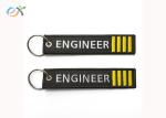 Merrow Border Woven Embroidery Keychain Gift Key Ring Custom Logo In Green