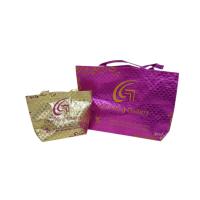 Buy cheap Charming 75g Square Veins Shining Coated Non Woven Carrier Bags With Zipper product