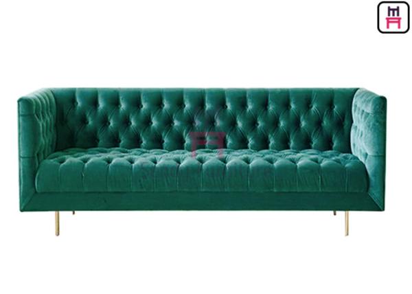 Buy cheap 3 Seats Sofa Velvet Upholstered Restaurant Booth Button Decoration For Hotel Lobby from wholesalers