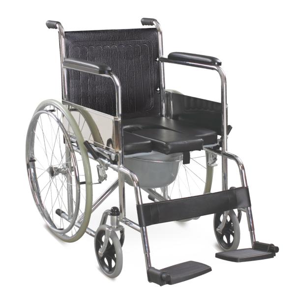 Quality Armrest Footrest Toilet Wheelchair For Elderly , Folding Self Propelled Shower Chair for sale