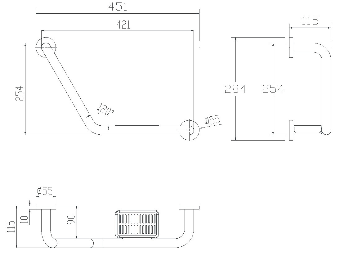 High Quality Stainless Steel 304 Bathroom Brushed Bath Safe Grab Handrail Bar With saop dish