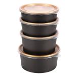 8oz/12oz/16oz/20oz/24oz/32oz Black Paper Soup Bowls With Lids For Hot Food Gold