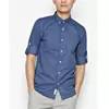 New fashion solid black slim fit shirts pattern shirt men's long sleeve casual