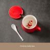 Buy cheap Eco Friendly Red Ceramic Cups , Ceramic Christmas Mugs With Spoon Lid OEM ODM from wholesalers
