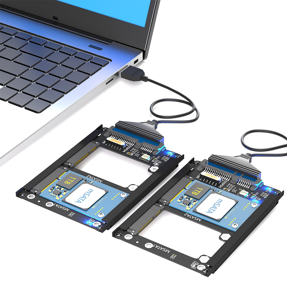 Metal Case Dual mSATA SSD To 2.5" SATA3.0 6Gbps Adapter Card With Enclosure Socket mSATA to SATA Adapter Riser mSATA SSD Adapter
