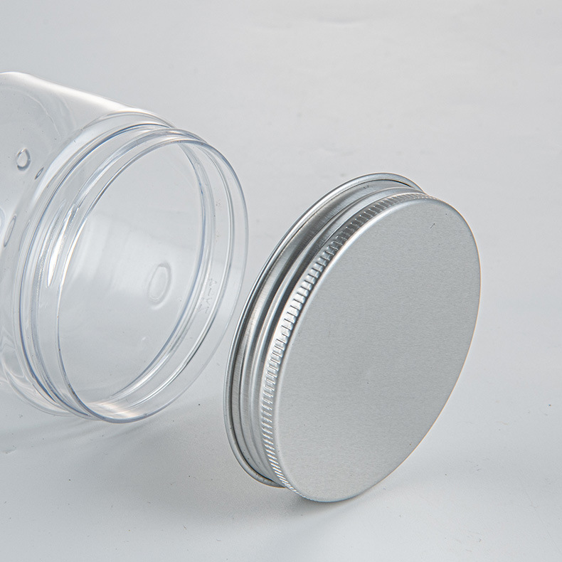 PET Food 100ml 150ml 250ml 300ml 16oz 32oz Amber Black PET Plastic Cosmetic Cream Jar with Aluminum Lid and Durable