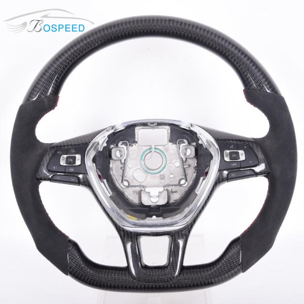 Buy cheap D Shape Alcantara Golf Mk7 Steering Wheel Volkswagen Red Stitch 350mm from wholesalers