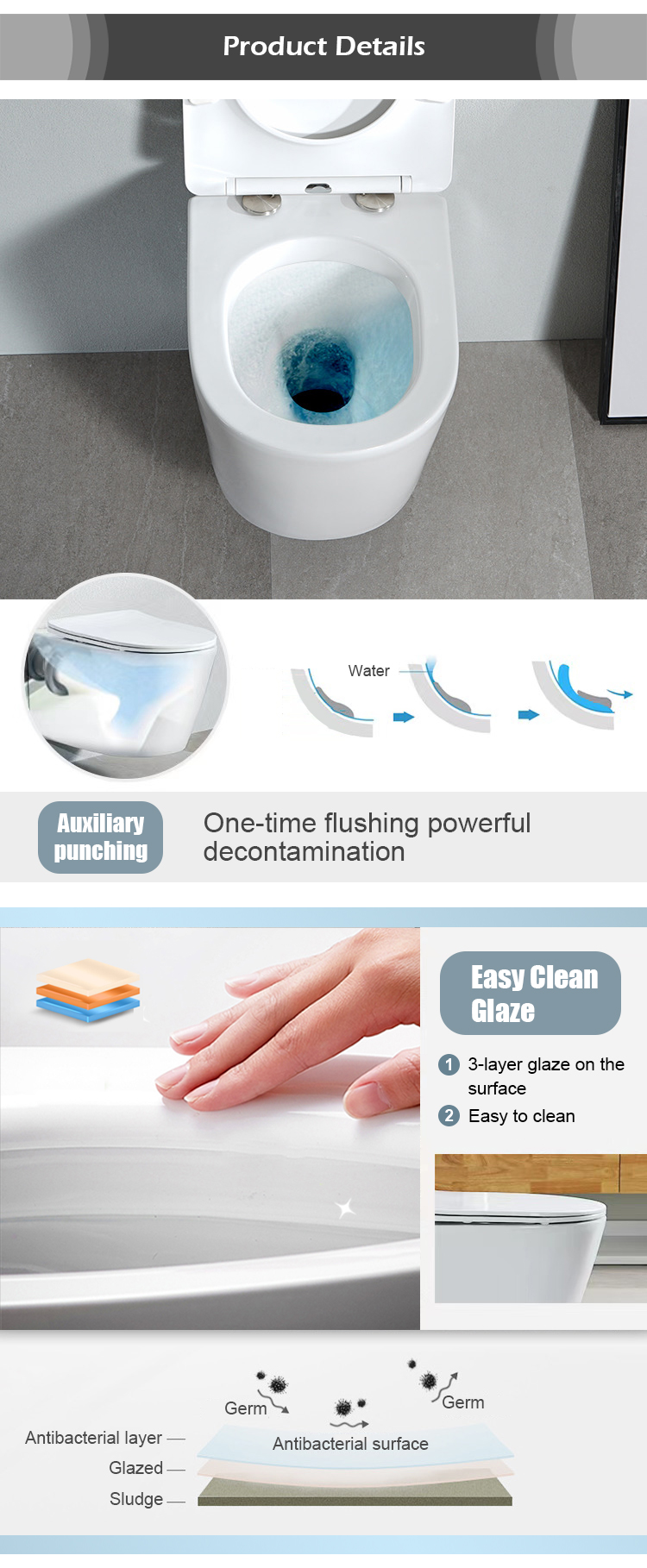 Ceramic Bathroom Sanitary Ware WC Matt Color Modern Wall Hung Toilet
