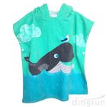 Cute Dolphin Hooded Poncho Beach Towel Reactive Printed For Girls & Boys