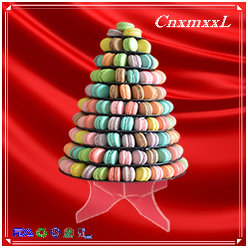 plastic pyramid display case 10 tier macaron tower display tower case with Acrylic base