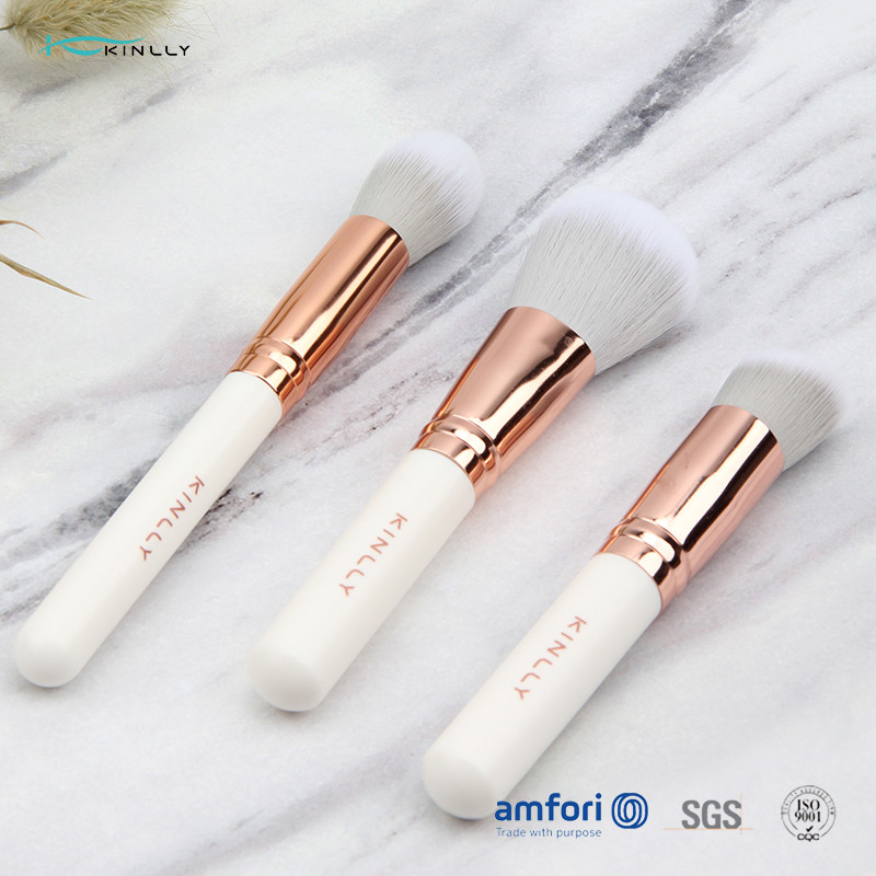 Soft 3pcs Aluminium Ferrule White Makeup Brush Set