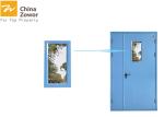 Unequal Leaf Steel Fire Rated Exterior Doors With Vision Panel/Powder Coating