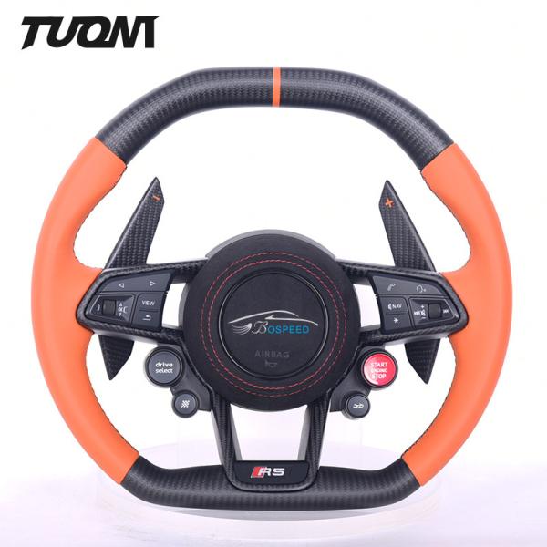 Buy cheap OEM Audi Carbon Fiber Steering Wheel Orange Nappa Leather R8 from wholesalers
