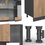 Lazy Susan Base Cabinets for Mini Kitchen in Veneer Lacquer Finish Plywood