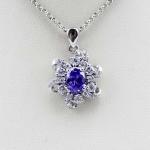 Sterling Silver Cable Chain Oval Green Cubic Zircon Pendant Necklce (P10)
