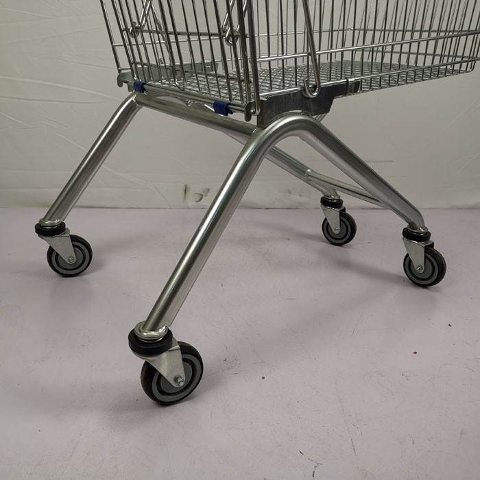European Style 125L Supermarket Metal Shopping Trolley Anti Theft With 4" PU Wheels