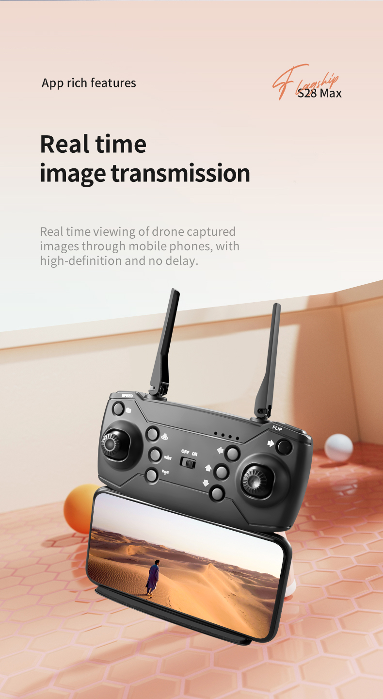 S28 Max Rc Remote Contral Dual Camera Drone With 4k Camera Fpv Drone Aircraft Toy Mini Drone 100 m Remote Control Distance