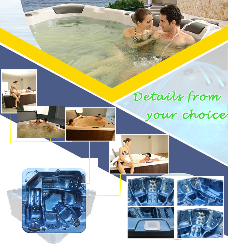 6 Person Air Jet Whirlpool Massage Outdoor Hot Tub With Hydrotherapy Pump