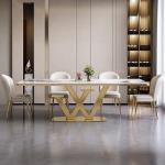 Stainless Steel Marble Hotel Square Dining Room Table SEDIA Furniture