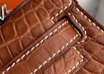 Square Crocodile Skin Bag , Yellowish Brown Crocodile Skin Handbag