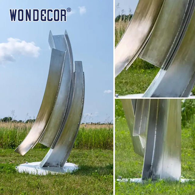 Outdoor geometric metal art craft forging stainless steel sculpture
