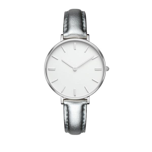 Buy cheap Silver color leather strap ladies stainless steel watches oem watch manufacturer from wholesalers