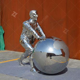 Buy cheap Stainless Steel Sculpture Casting Mirrored Figure and Globe from wholesalers