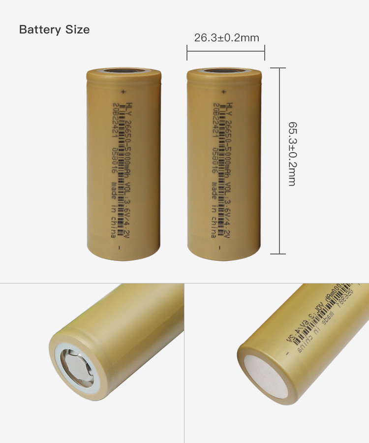 Deep Cycle NMC Lithium Cylindrical Battery Cells 1500 Times 26650 High Rate Power