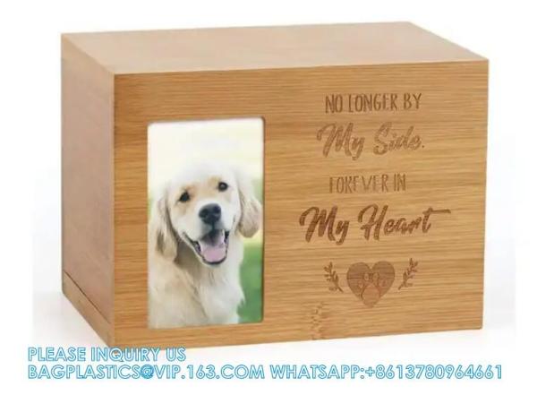 Pet Memorial Urns Cremation Urns Box Photos Frame Dog Cat Wooden Coffin Casket