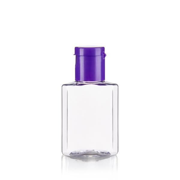 Buy cheap 20ML Square Clear Bottle With Purple Flip Cap For Handwashing Fluid from wholesalers