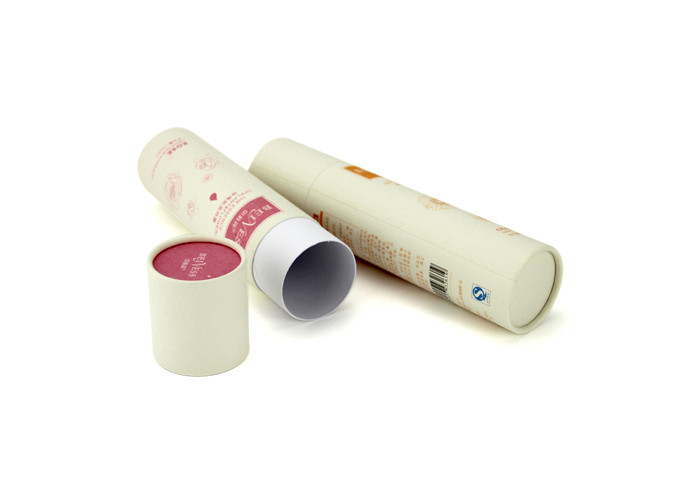 Cylinder White Paper Tube Packaging Pantone Color For Cosmetics