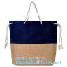 Buy cheap Wholesale jute tote bags with leather handles,Reusable natural color jute tote bag for shopping, Printed jute shopping b from wholesalers