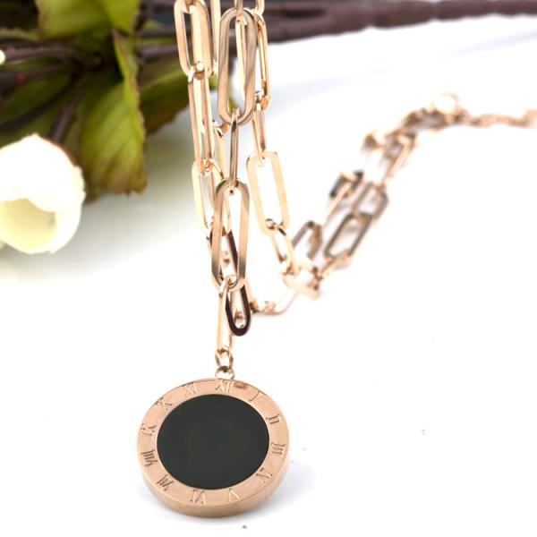 Buy cheap Steel Square Rose Gold Sweater Chain Necklace, Double-sided shell sweater decorative necklace from wholesalers