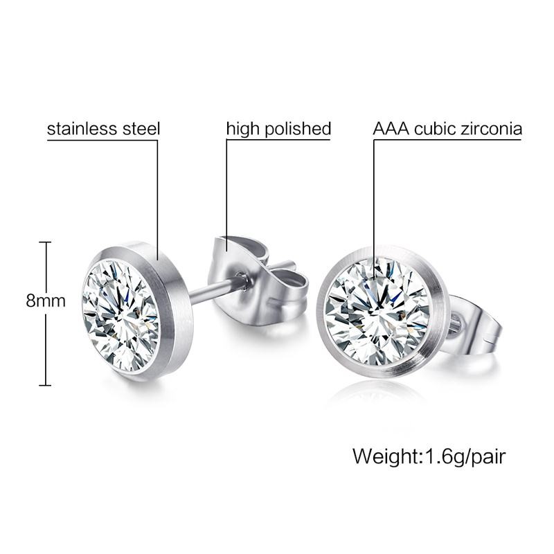 Fashion stud earrings, women's jewelry wholesale, zircon stainless steel stud earrings