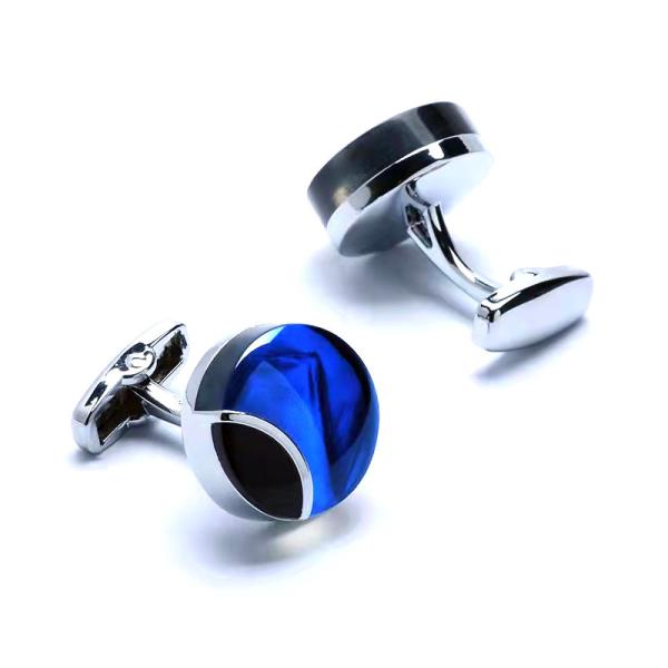 Buy cheap Eco Men'S Diamond Cufflinks Copper Material Round Gem Blue Crystal from wholesalers