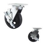 6" Swivel Plate Heavy Duty Casters Side Lock Rubber Wheel 230kg Capacity