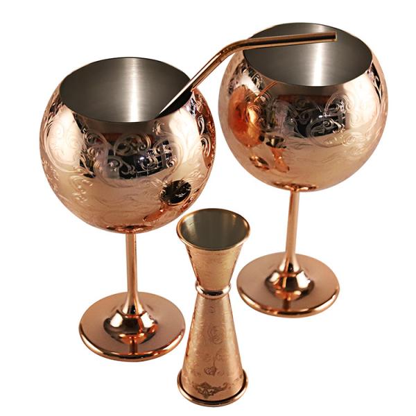 Buy cheap Etching Stainless Steel Wine Glass Unbreakable Gold Black Goblet from wholesalers