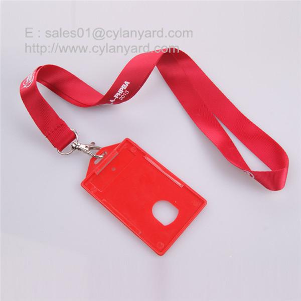 Buy cheap Tailored nylon lanyard with red color hard plastic id card sleeve from wholesalers