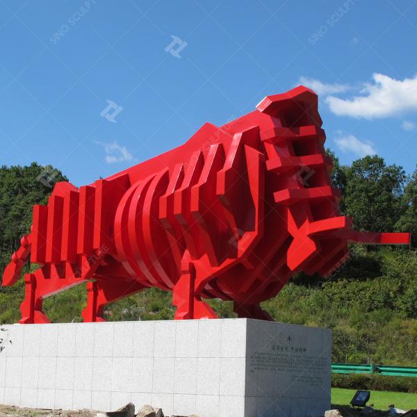 Buy cheap Large Outdoor Spray Painted Steel Cow Metal Sculpture For Decoration By Highway from wholesalers