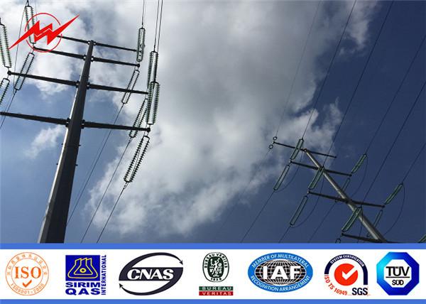 Monopole Power Distribution Conical Hot Dip Galvanized Steel Pole For Distributi