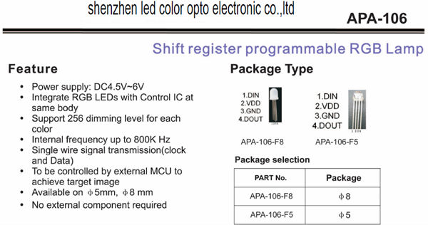 8mm led diode APA106 with vaporous cover
