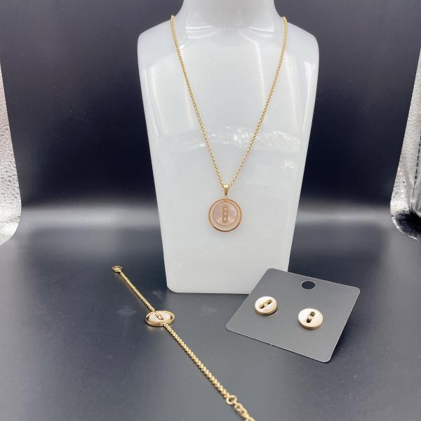 High Polish Newest Gold Color Stainless Steel Earring ,Necklace , Bracelet Sets