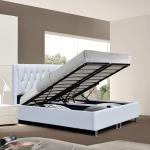 Tufted Diamond Buttons Upholstery Platform Bed Frame White Faux Leather