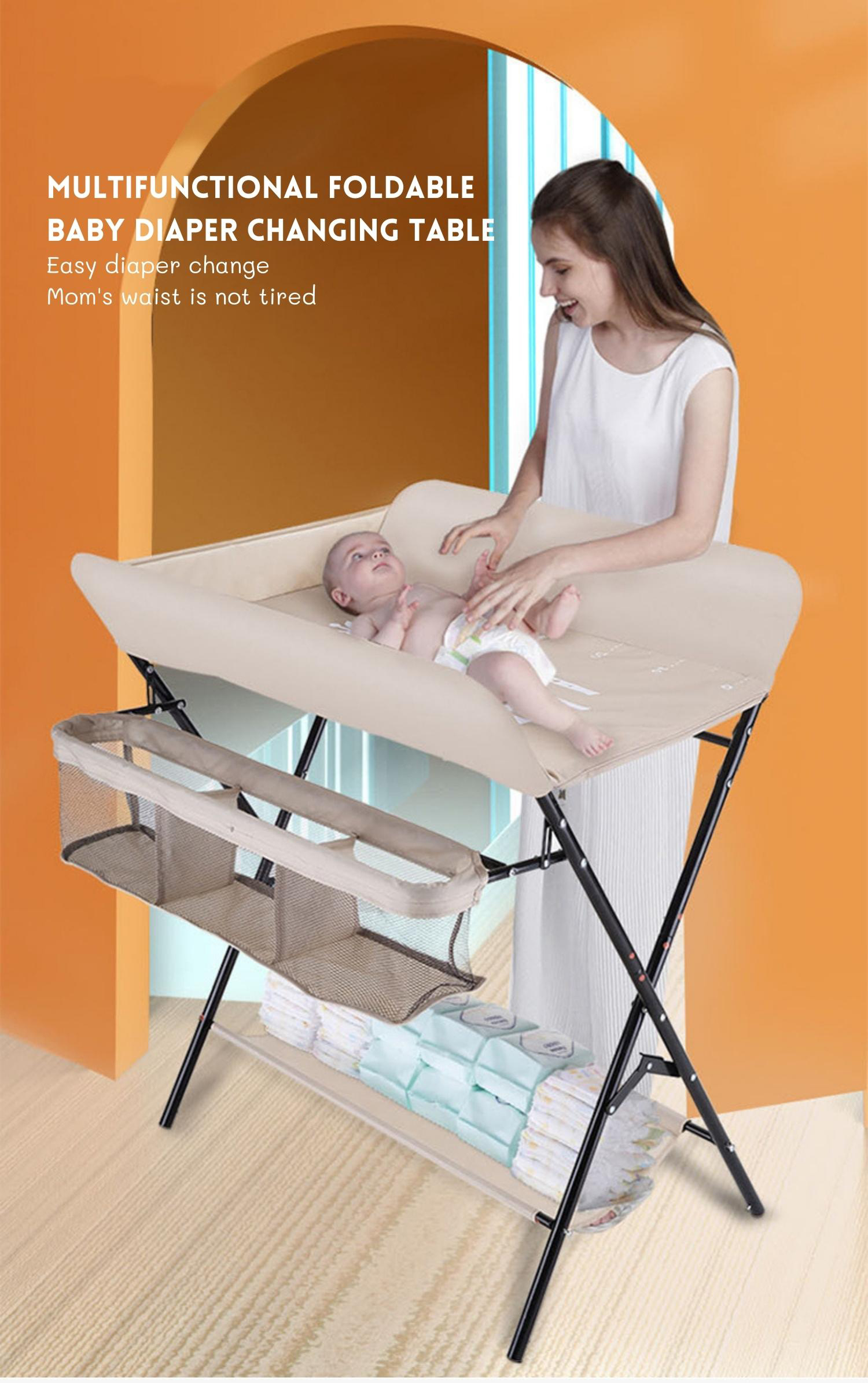 Oxford Fabric And SUS Pipe Baby Changing Table For Kids 0-3 Years Eco Friendly