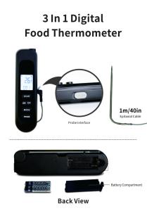 China Infrared Foldable Instant Read Digital Thermometer With Extended Wired Probe on sale