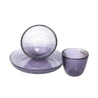 Buy cheap Hand Made Embossed Solid Purple 19CM Glass plate Bowl For Salad product