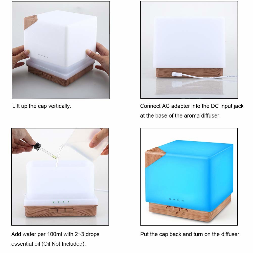 Cool mist ultrasonic humidifier 600ML touch control two speeds mist adjustment
