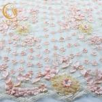 Multiple Colors Tulle 3D Floral Lace Fabric Nylon Embroidery Lace Fabric