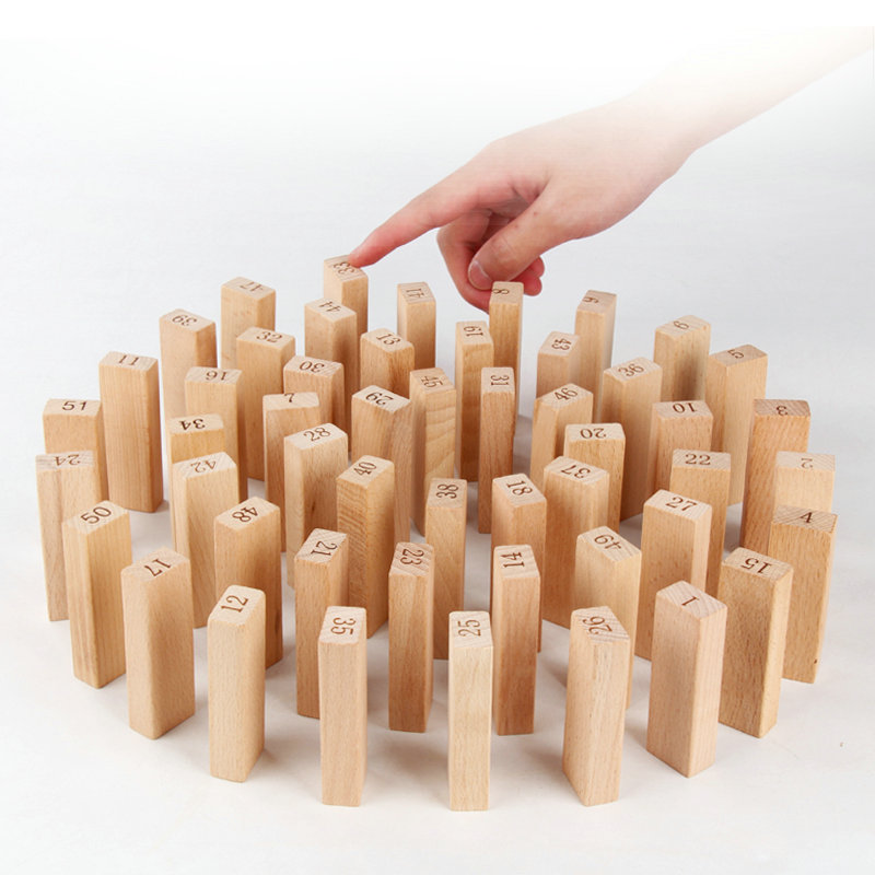 Digital 51PCS Log Building Blocks Dominos Jenga Blocks
