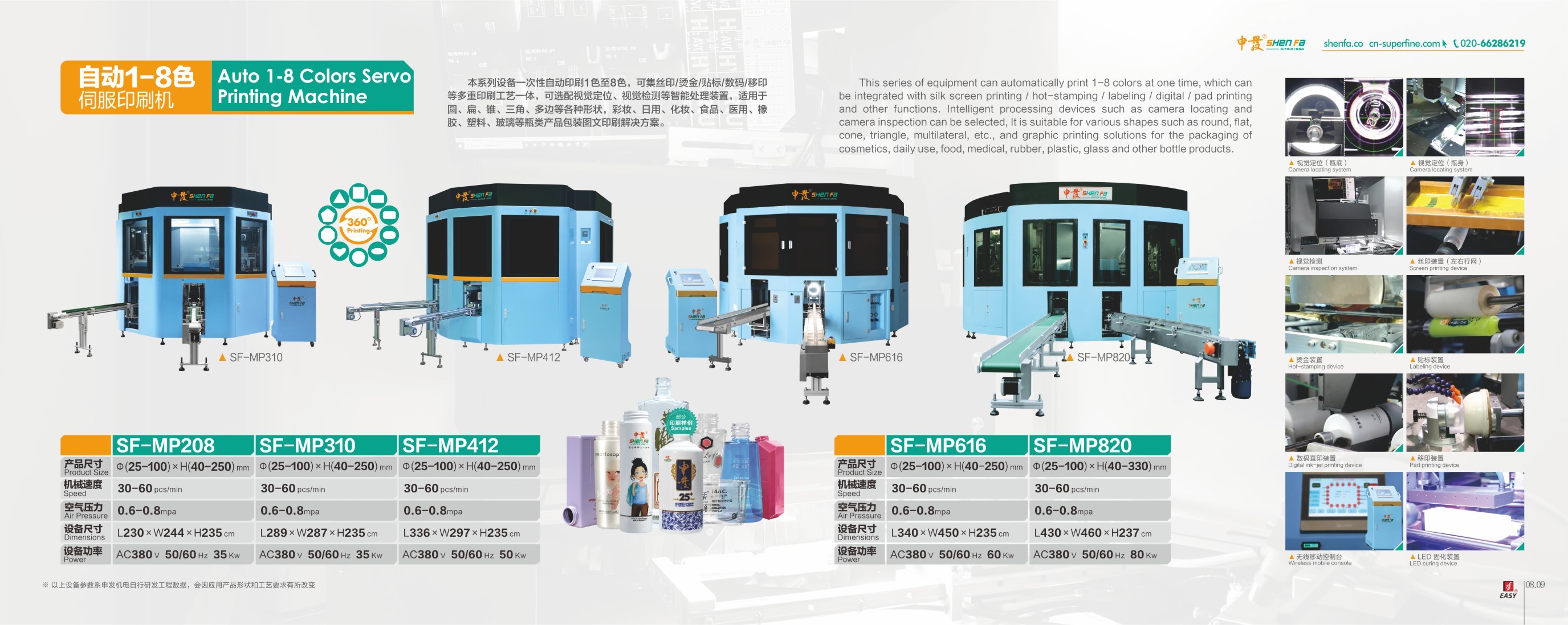 Automatic Servo 2 Colors Screen Printing Machine For Cosmetics Glass Flacons